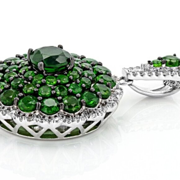 Green Chrome Diopside Rhodium Over Sterling Silver Pendant With Chain 5.80ctw - Picture 8 of 9